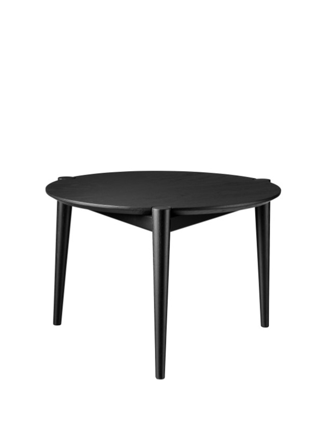 D102 Søs Couchtisch - Coffee Table - Ø:55 cm, Eiche Massiv,Schwarz,Gestrichen