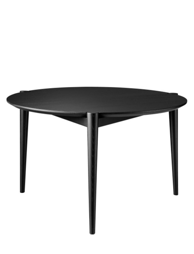 D102 Søs Couchtisch - Coffee Table - Ø:70 cm, Eiche Massiv,Schwarz,Gestrichen