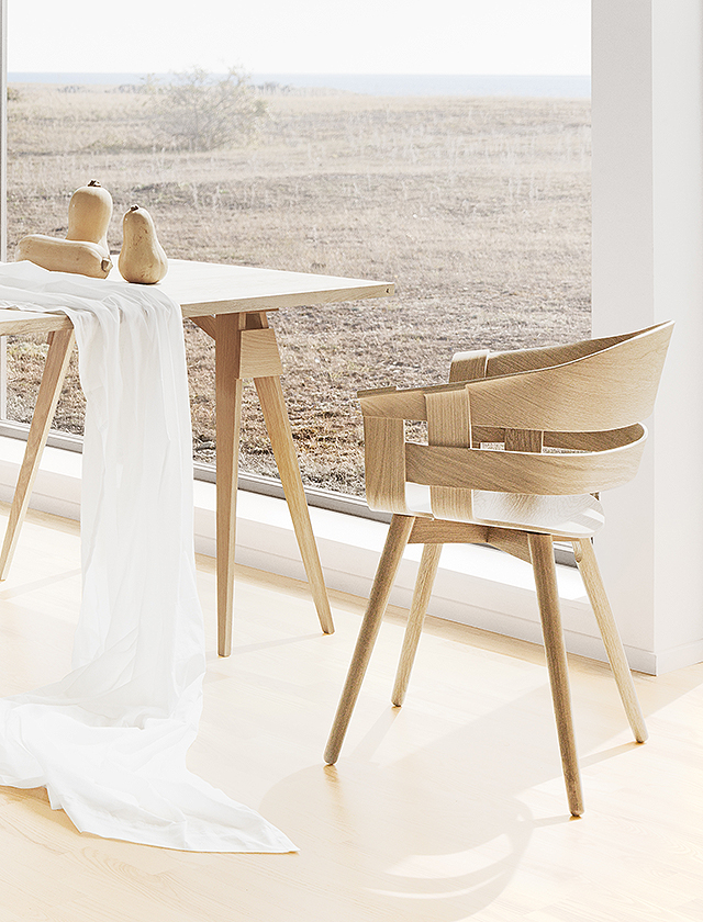 Wick Armlehnstuhl aus Eichenholz / Plywood Chair von Design House Stockholm