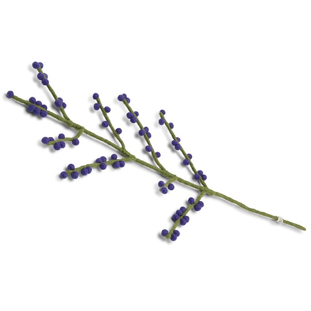 Beerenzweig aus Filz - Blaue Beeren - Länge 60 cm von Gry & Sif