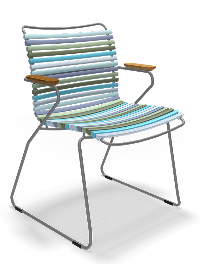 Click Dining Chair in Multi Color 2 - Farbnummer 84 - Design Gartenstuhl von HOUE aus Dänemark - Lamellen aus Kunststoff und pulverbeschichtetes Stahl