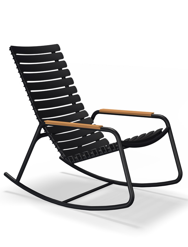 ReClips Schaukelstuhl in Black von HOUE - Outdoor Rocking Chair Schwarz mit Armlehnen aus Bambus