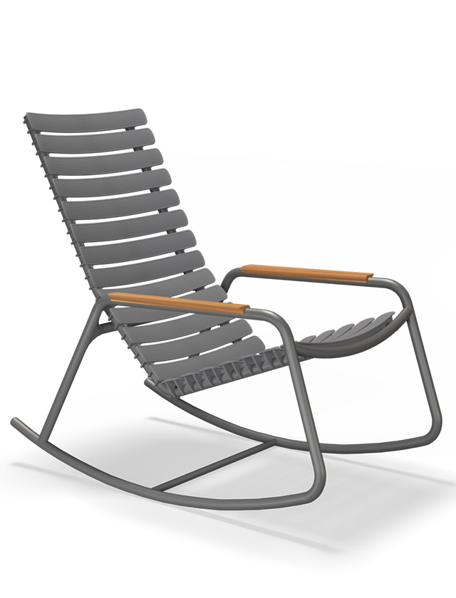 ReClips Schaukelstuhl in Grey von HOUE - Outdoor Rocking Chair Grau mit Armlehnen aus Bambus
