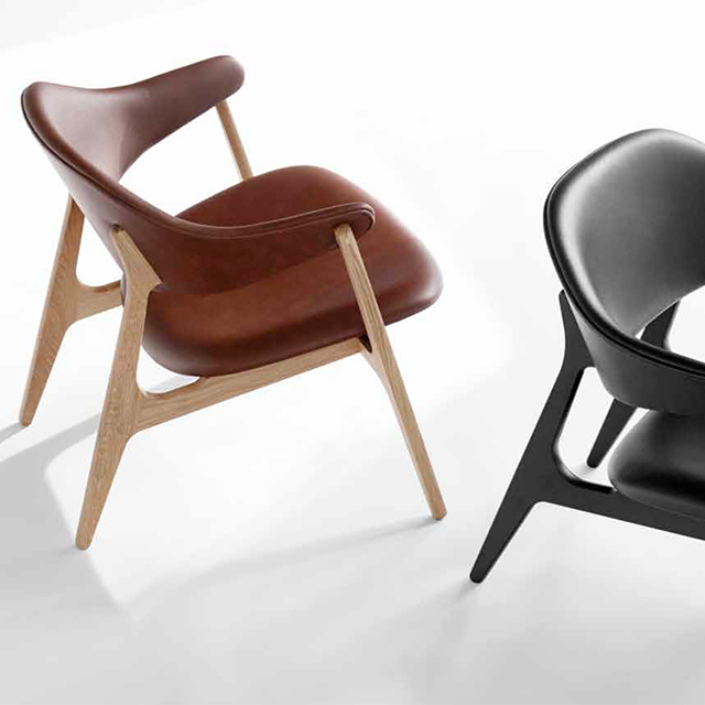 Spän Chair - Esszimmerstuhl - Armlehnstuhl aus Eichen- bzw. Eichenholz und Cameo Leder Sitzpolster von HOUE aus Dänemark