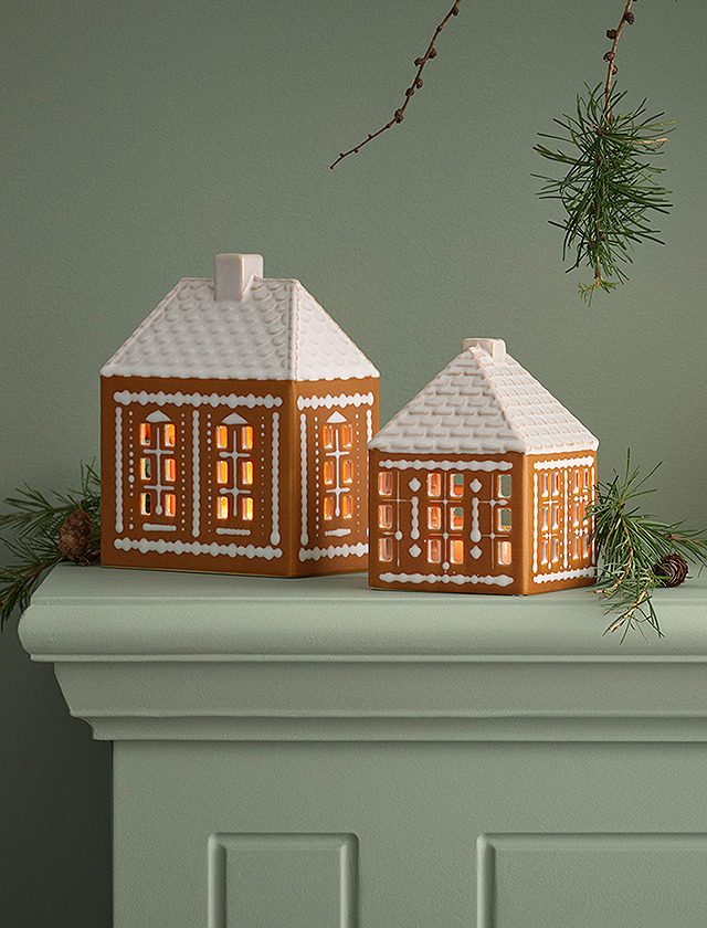 Gingerbread Teelichhäuser in der kleinen und mittlere Größe von Kähler Design