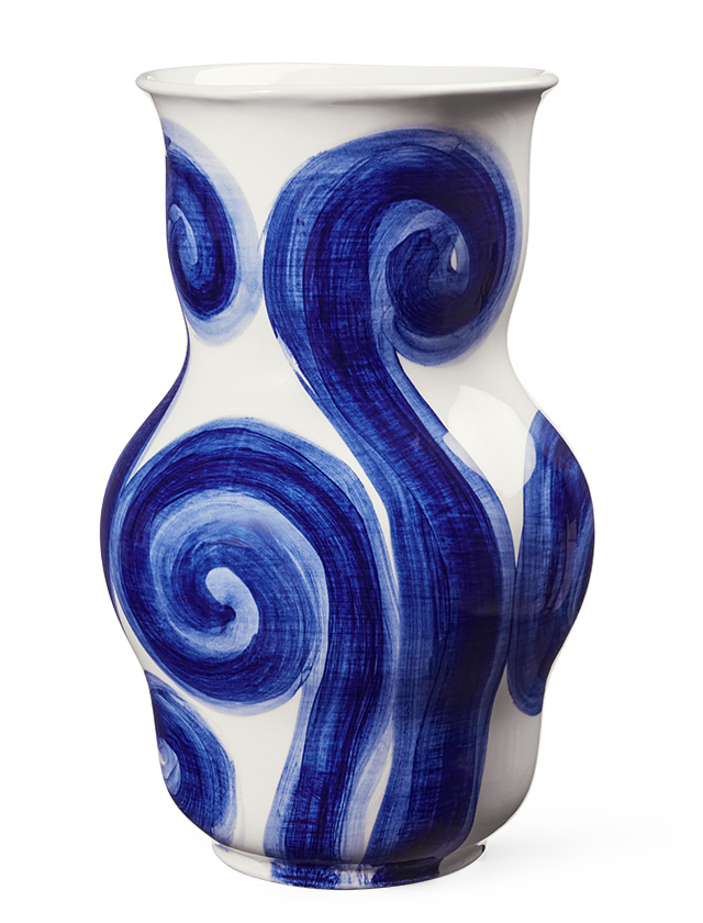 Große Tulle Vase Blau-Weiß von Kähler Design