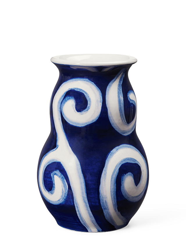 Mittlere Tulle Vase Blau-Weiß von Kähler Design