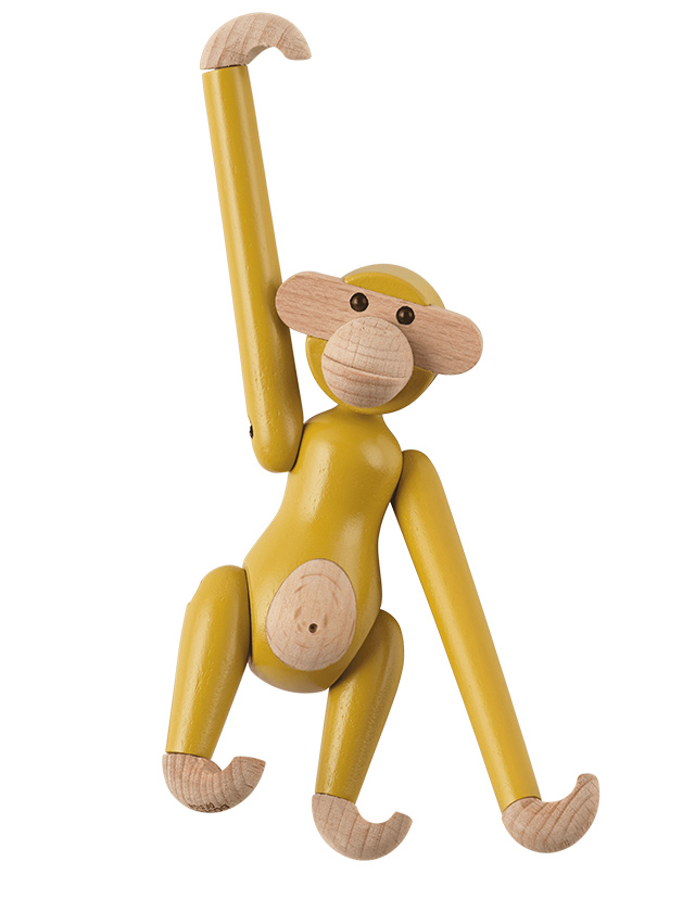 Der entzückende Affe Mini in Vintage Gelb von Kay Bojesen - ein zeitloses Kunstwerk in Miniaturformat.