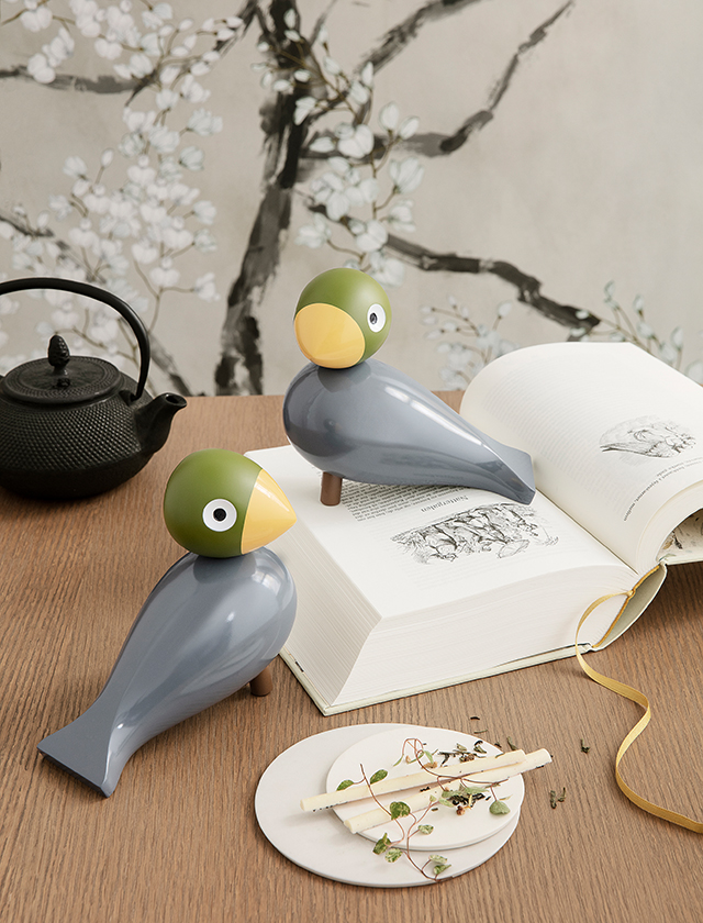 Singvogel Nachtigall - Songbird Nightingale von Kay Bojesen aus Buchenholz und handbemahlt
