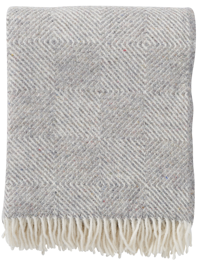 Gooseye Wolldecken in Grey aus recycelter & ökologischer Lammwolle von Klippan aus Schweden