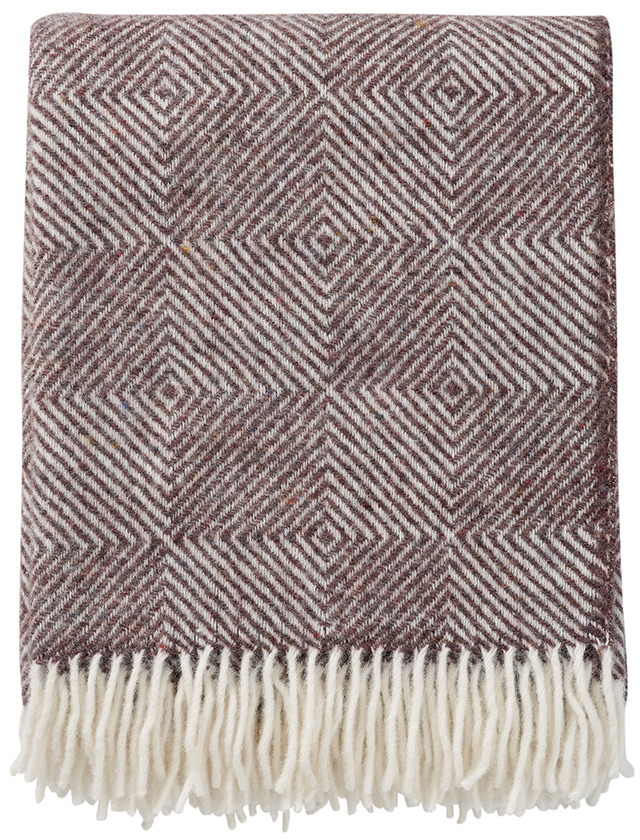 Gooseye Wolldecken in Brown aus recycelter & ökologischer Lammwolle von Klippan aus Schweden