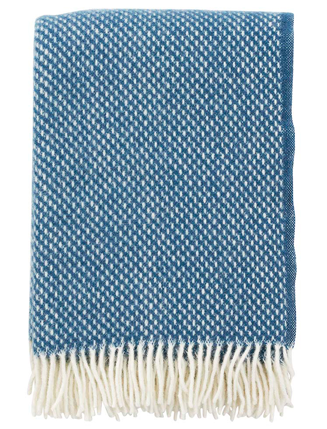 Preppy Wolldecke in Blue aus 100% Lammwolle von Klippan aus Schweden