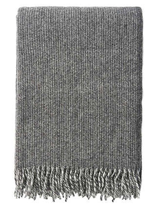 Shimmer Öko-Wolldecke in der Farbe Grey von Klippan Yllefarbrik