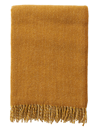 Shimmer Öko-Wolldecke in der Farbe Mustard von Klippan Yllefarbrik