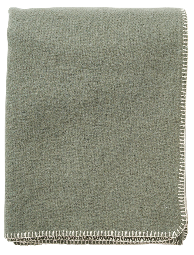 Klippan Uno Wolldecke aus gebürsteter RWS-zertifizierter Lammwolle in Dusty Green von Klippan Yllefabrik