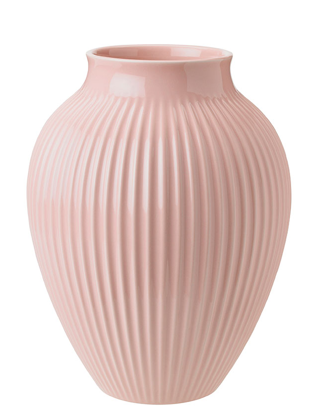 Rillenvase groß in der Farbe Rosa von Knabstrup.