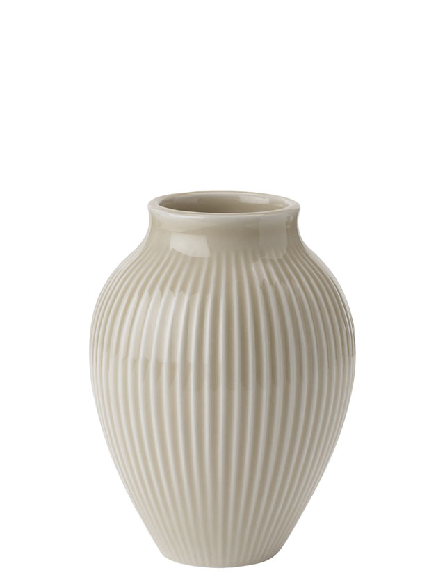 Rillenvase klein in der Farbe Beige von Kanbstup.