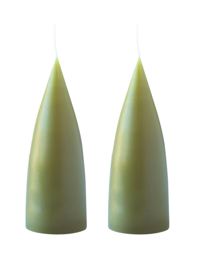 Konische Kerzen 16 cm in Olive / Olive No.36 von KunstIndustrien