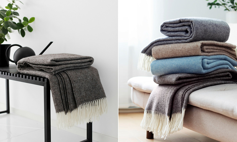 Arvo Wooldecken von Lapuan Kankurit werden aus 100% Schurwolle gefertigt - warm, weich , Mulesing-frei und in Finnland gefertigt