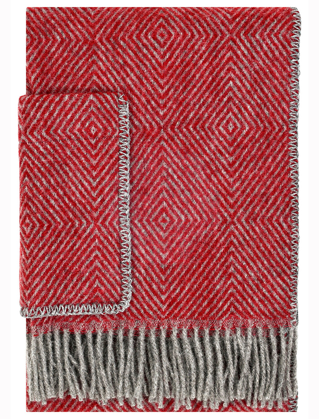 Maria Pocket Shawl - Poncho mit Taschen in Grey-Dark Red von Lapuan Kankurit
