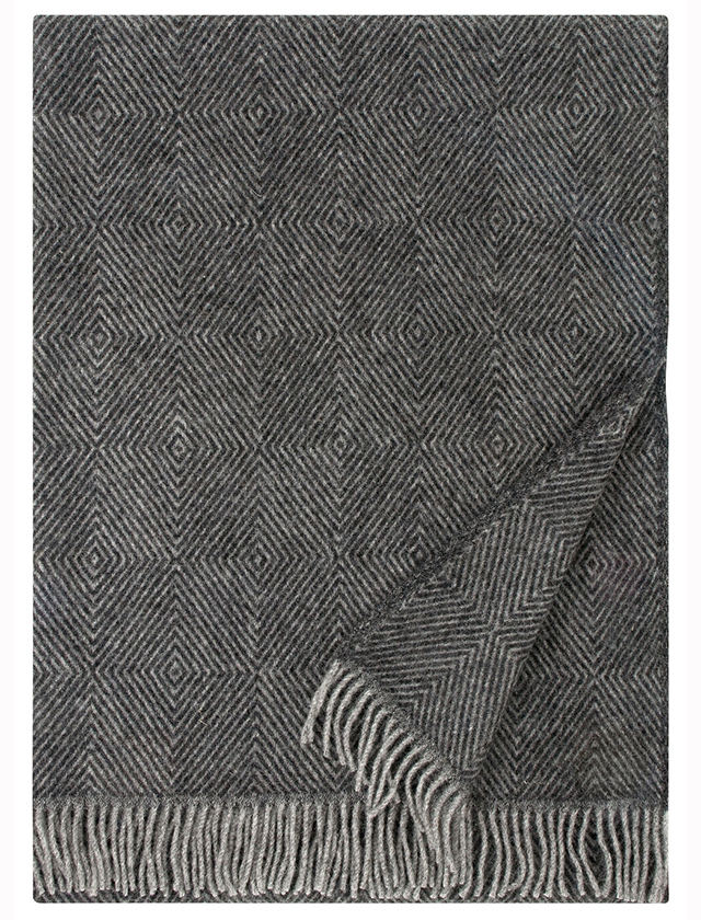 Maria Wolldecke aus reiner Schurwolle in Grey-Black von Lapuan Kankurit