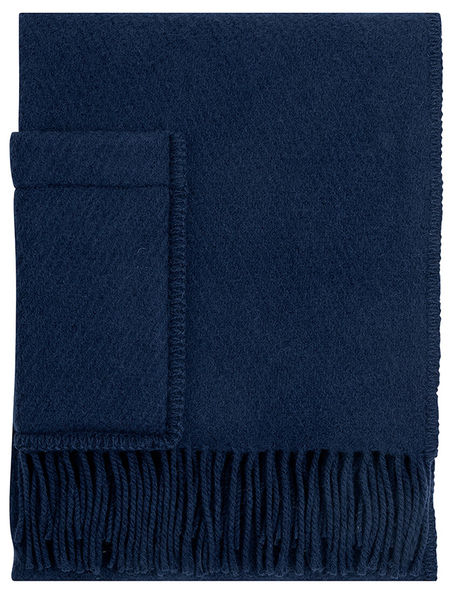 Uni Pocket Shawl aus 100% Schurwolle in Midnight Blue - Poncho mit Taschen von Lapuan Kankurit aus Finnland