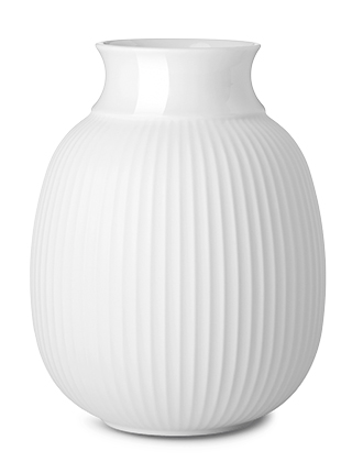 große Lyngby Curve Vase aus Porzellan in Weiß von Lyngby Porcelæn