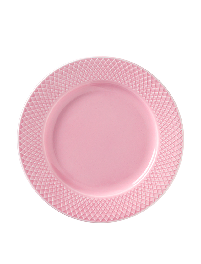 Rhombe Colour Frühstücksteller 21 cm in Pink von Lyngby Porcelæn