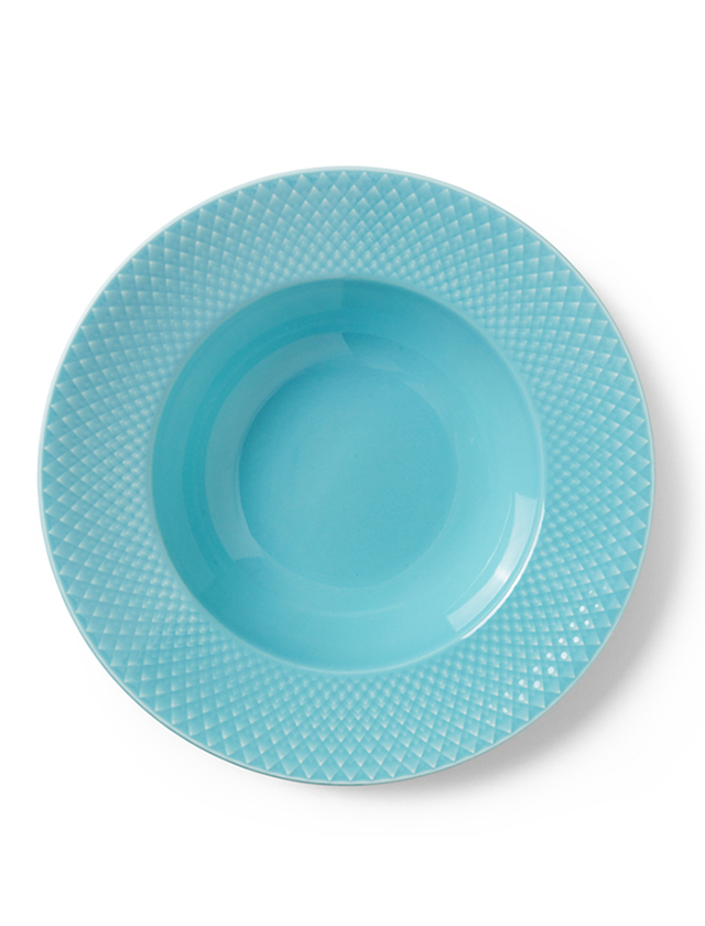 Rhombe Colour Suppenteller 24,5 cm in Turquoise von Lyngby Porcelæn