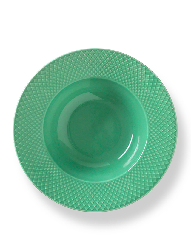Rhombe Colour Suppenteller 24,5 cm in Green von Lyngby Porcelæn