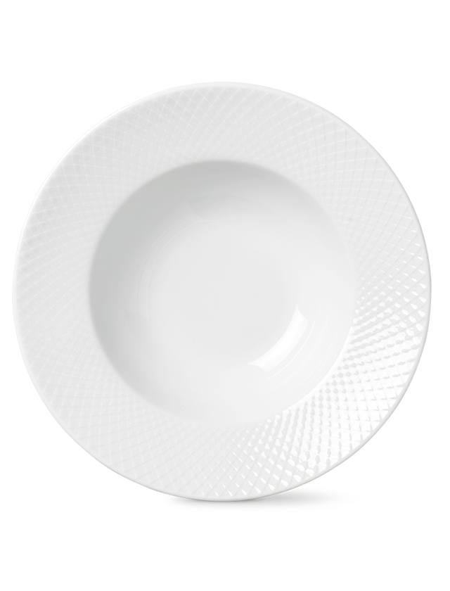 Rhombe Pastateller 24,5 cm aus weißem Porzellan von Lyngby Porcelæn