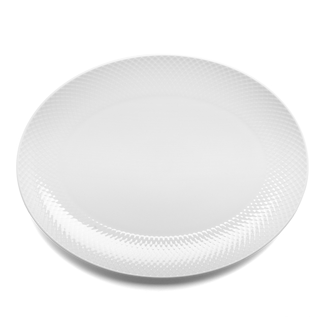 Ovale Rhombe Servierplatte aus weißem Porzellan von Lyngby Porcelæn