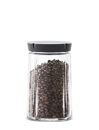 Rosendahl Grand Cru Aufbewahrungsglas 1000ml mit schwarzem Kunststoffdeckel. Als Vorratsglas für Kaffeebohnen geeignet.