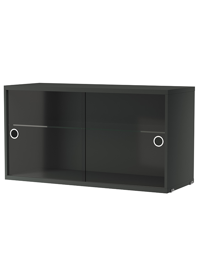 Vitrinenschrank mit Glasschiebetüren - Breite 78cm in Dunkelgrau von String Furniture