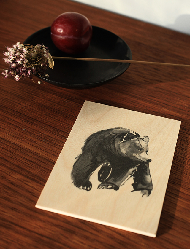 Gentle Bear Plywood Art Card von Teemu Järvi Illustrations