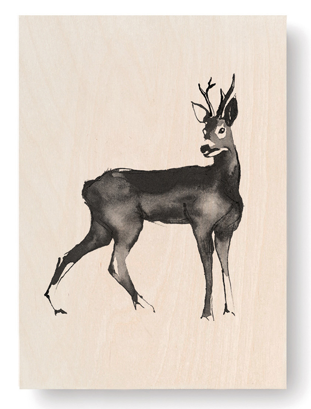Roe Deer Plywood Art Card von Teemu Jaervi Illustrations