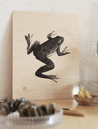 Teemu Järvi Illustration auf Sperrholz - Frosch - Frog on Plywood
