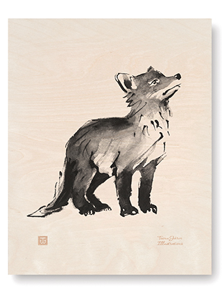 Teemu Jarvi llustration auf Sperrholz - Baby Fox -Plywood Poster - Der Jungfuchs