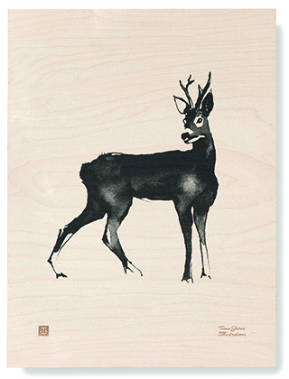 Teemu Jarvi llustration auf Sperrholz - Rot Deer Plywood Poster - Rotwild