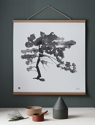 Pine Tree Poster 50 cm x 50 cm mit Frame 50 aus Eichenholz von Teemu Järvi