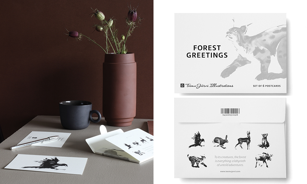 Forest Greetings Postkarten-Set - 6 Stück von Teemu Järvi